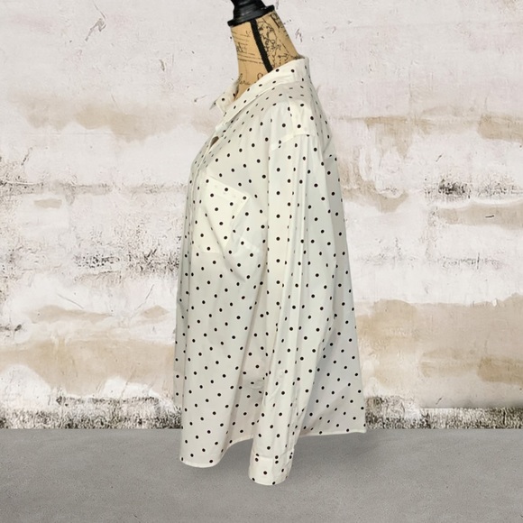 NWT Croft & Barrow Polka Dot Button Down Shirt Long Sleeve black white 3X - Picture 6 of 9